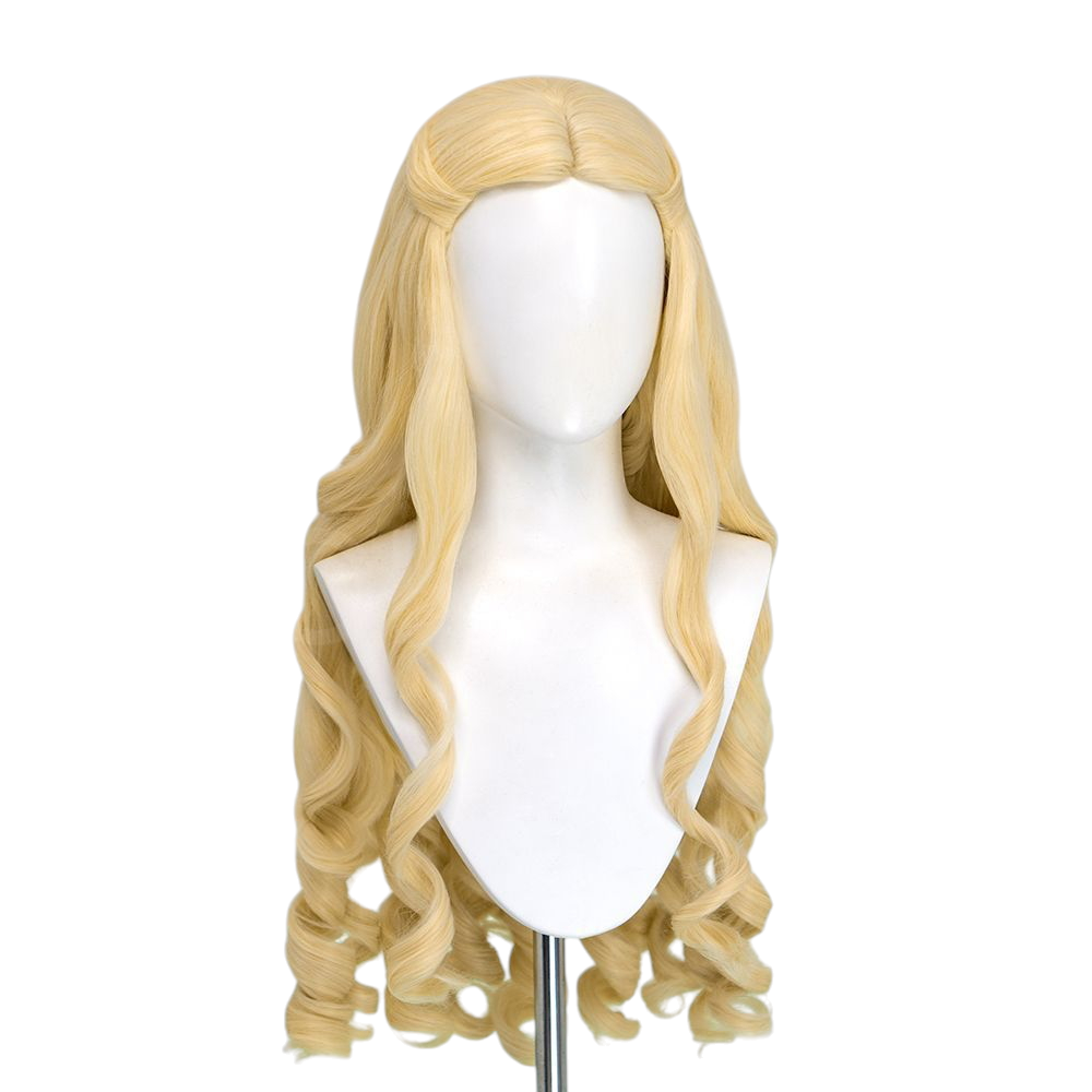 White Smoke Odette Cosplay Wig - Barbie of Swan Lake (80cm Golden Large Curls Scalp) (FEVERCOS)