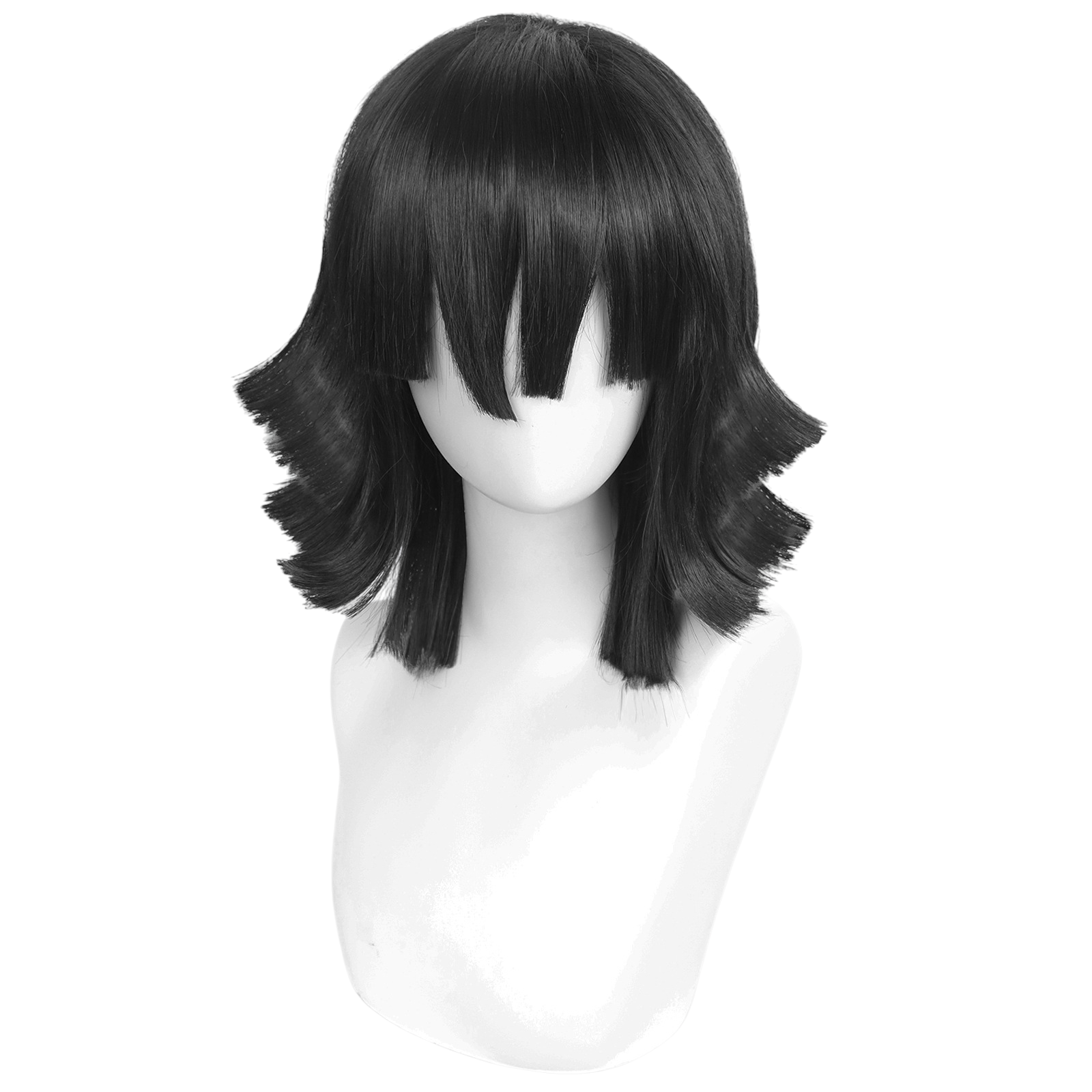 Dark Slate Gray Obanai Iguro Cosplay Wig - Demon Slayer (Black Layered) (FEVERCOS)
