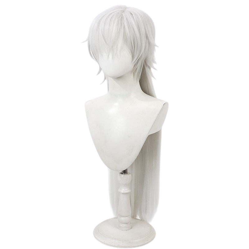 White Smoke Geshu Lin Cosplay Wig - Wuthering Waves (Silver-White Ponytail & Black Ribbon) (FEVERCOS)