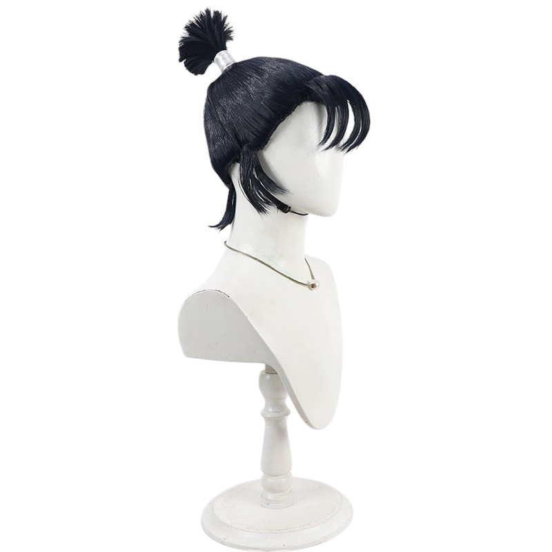 Dark Slate Gray Tomesaburo Kema Cosplay Wig - Nintama Rantaro (Black/Grey Spiky) (FEVERCOS)