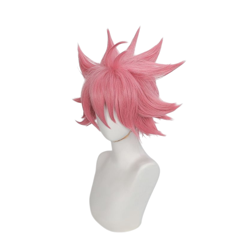 White Smoke Natsu Dragneel Cosplay Wig - Fairy Tail (Pink Teased Spiky) (FEVERCOS)