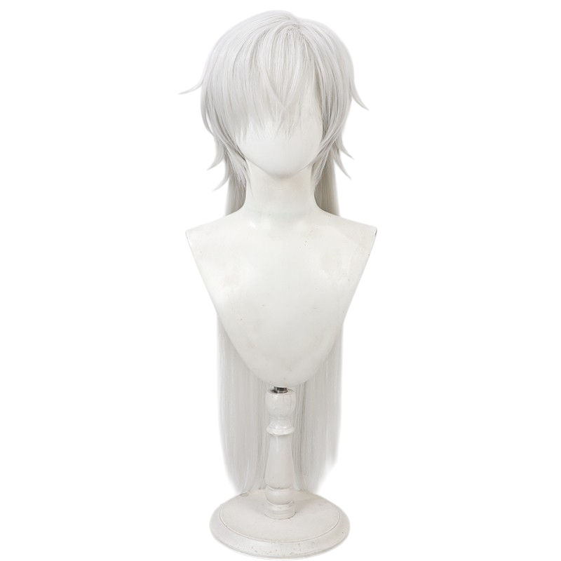 White Smoke Geshu Lin Cosplay Wig - Wuthering Waves (Silver-White Ponytail & Black Ribbon) (FEVERCOS)