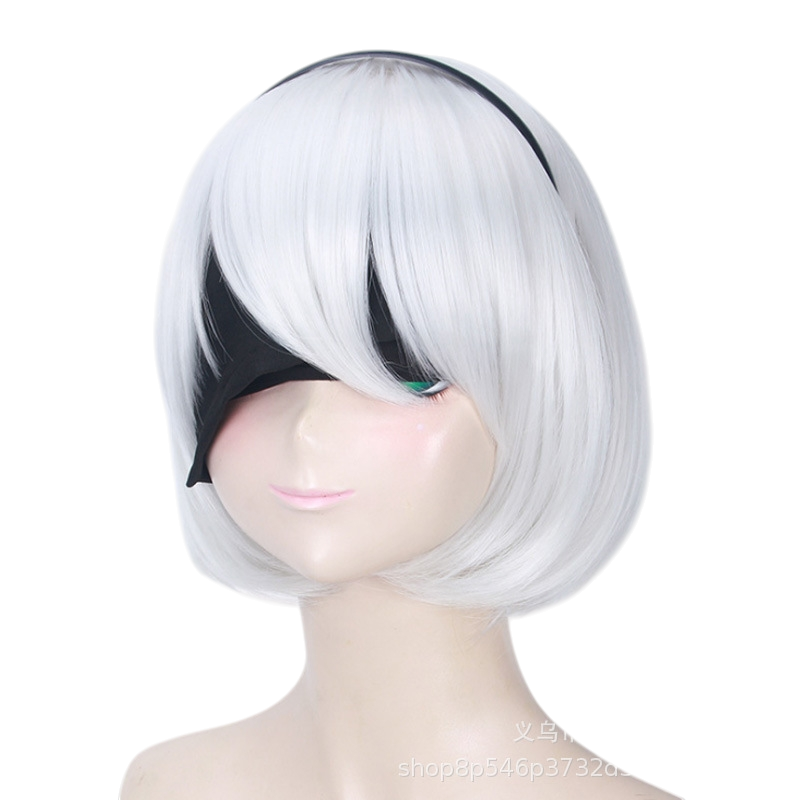 9S (YoRHa No.9 Type S) Cosplay Wig - NieR: Automata (Silver Short) (FEVERCOS)