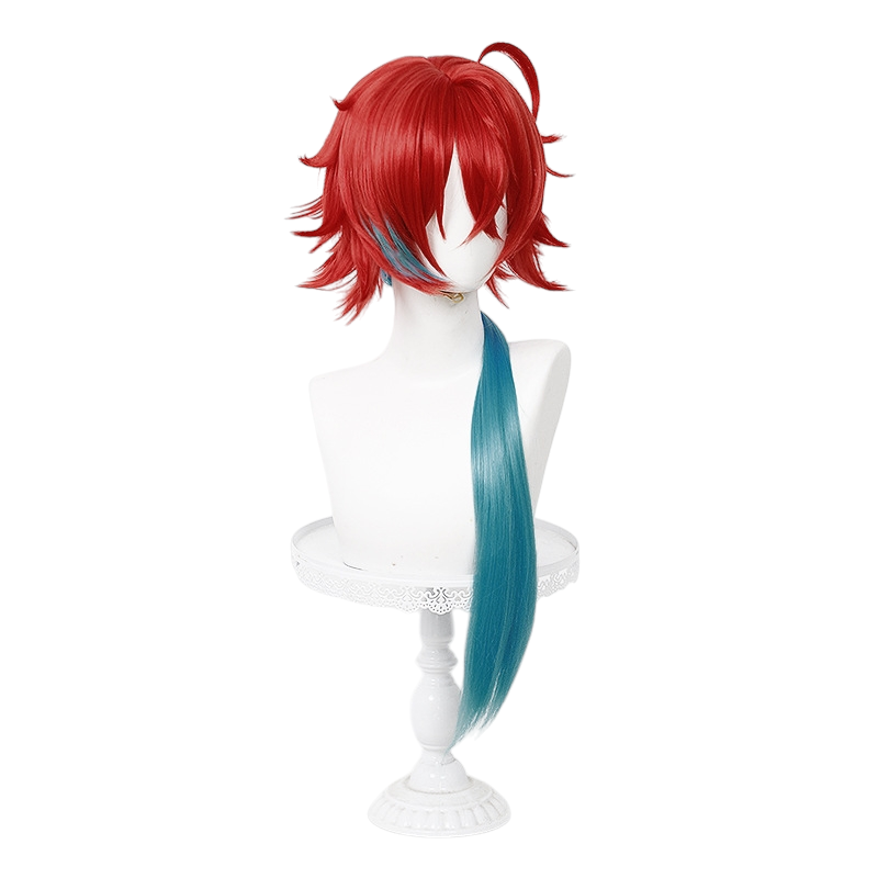 White Smoke Teiming Cosplay Wig - Kaguya-sama: Love Is War (Red Highlight Integrated Ponytail) (FEVERCOS)