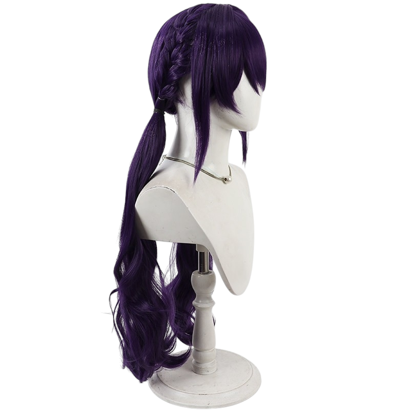 White Smoke Asahina Mafuyu Cosplay Wig - Project Sekai (Dark Purple Ponytail) (FEVERCOS)