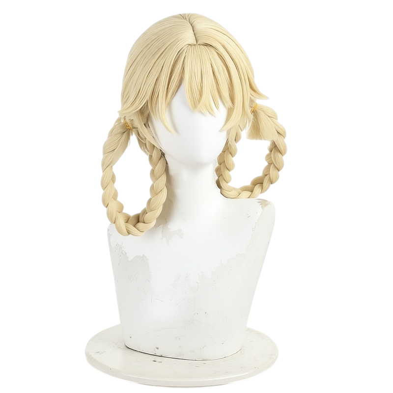 White Smoke Yaxda Cosplay Wig - Genshin Impact (Blonde Twin Braids Scalp) (FEVERCOS)