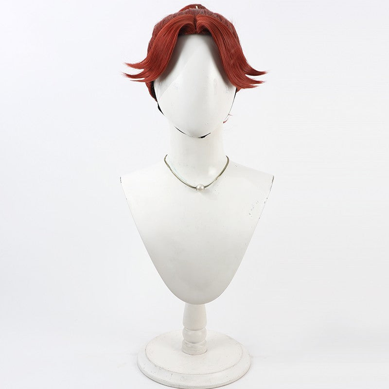 White Smoke Takiyashamaru Taira Cosplay Wig - Nintama Rantaro (Wine Red/Pink) (FEVERCOS)